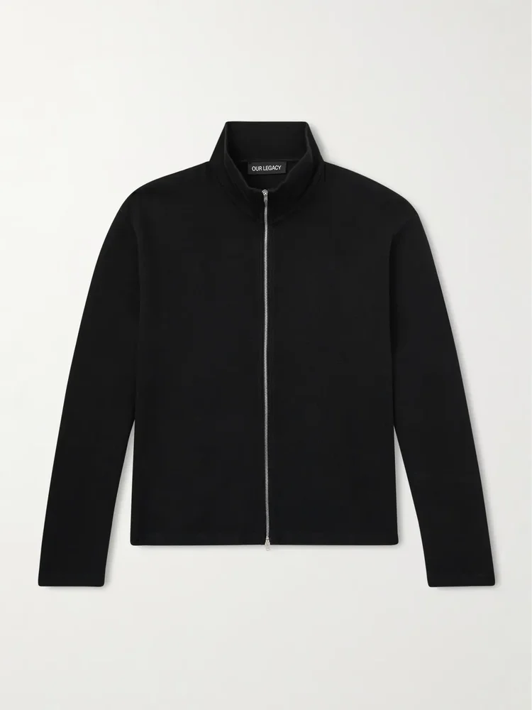 Cropped Cotton-Jersey Zip-Up Sweatshirt