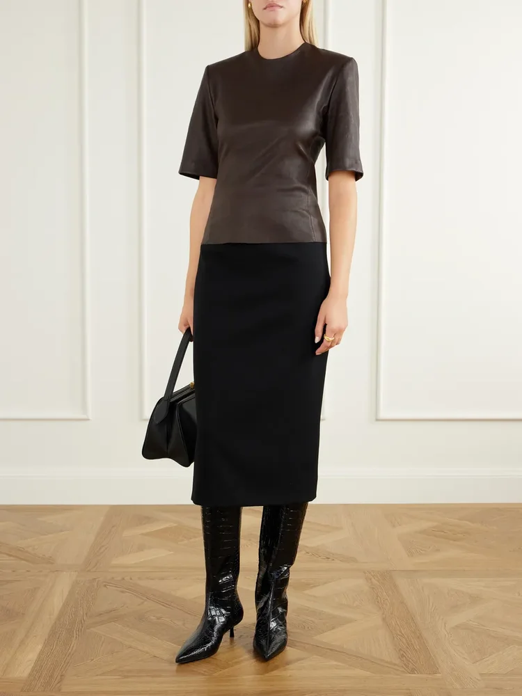 Janine croc-effect leather knee boots