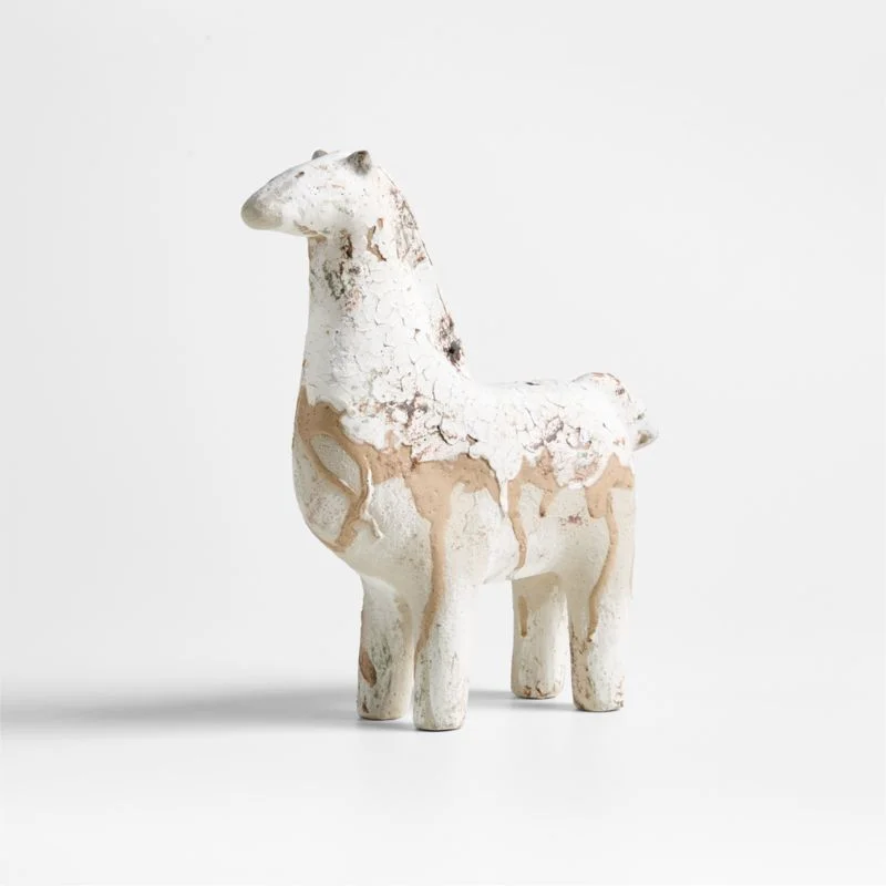 Pompeii Earthenware Small White Decorative Horse Sculpture