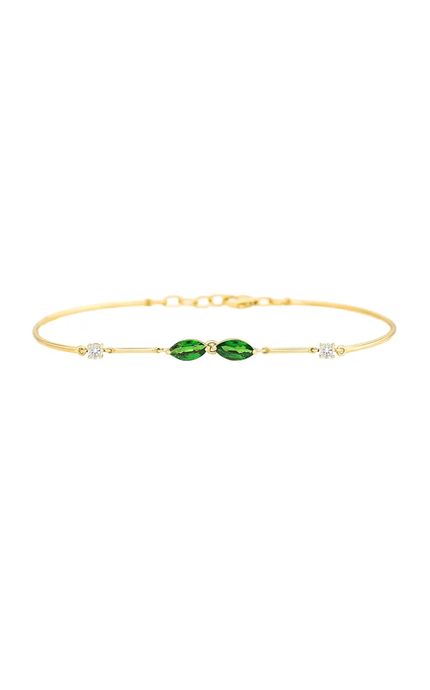 18K Yellow Gold Tsavorite Diamond Bracelet