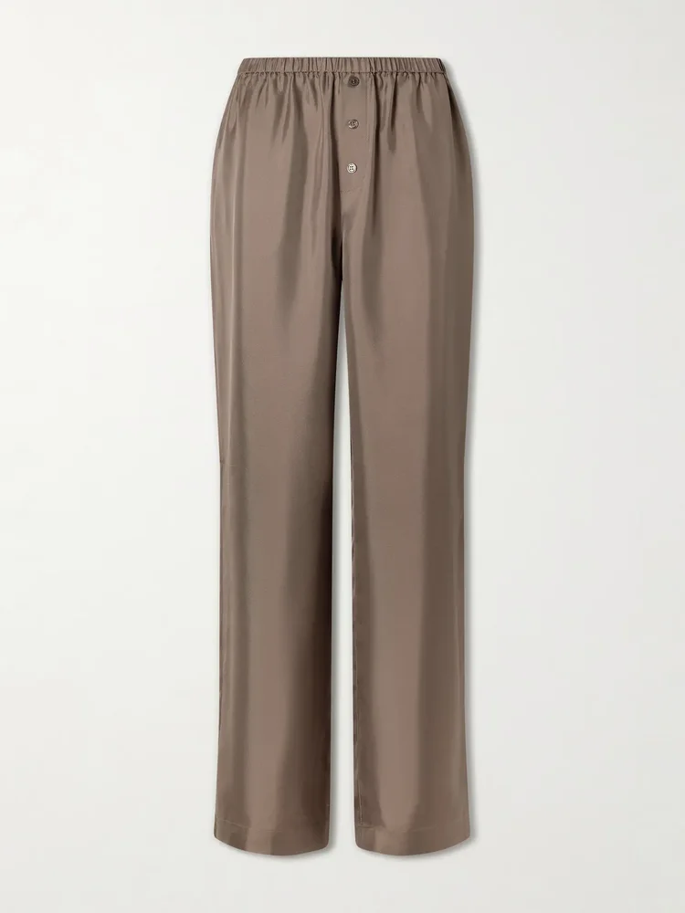 silk satin wide leg pants