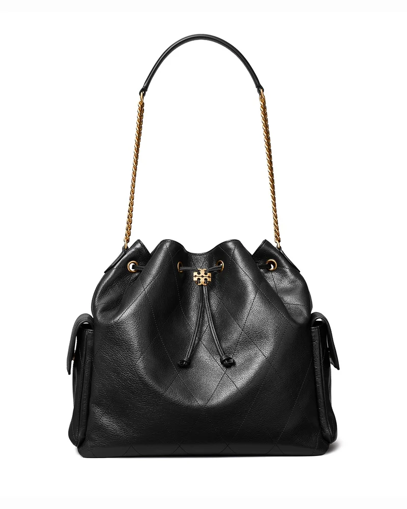 Charlie Large Quilted Leather Drawstring Bag