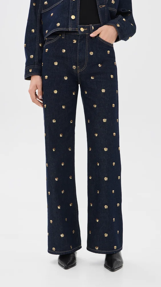 The Willow Embellished Wide Leg Jeans (set with Bobbi jacket)