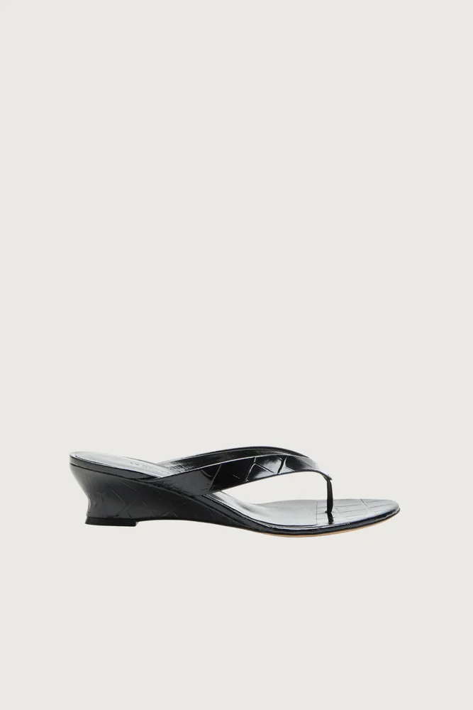 Micro Thong Wedge Sandal Black