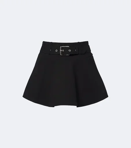 Belted cotton mini skirt