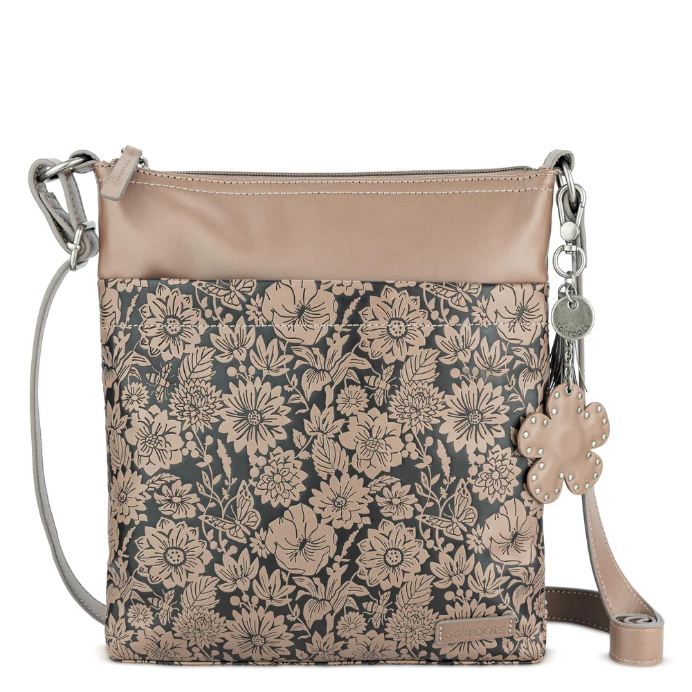 Banyan Basic Crossbody - Vegan Leather - Mushroom In Bloom Embossed