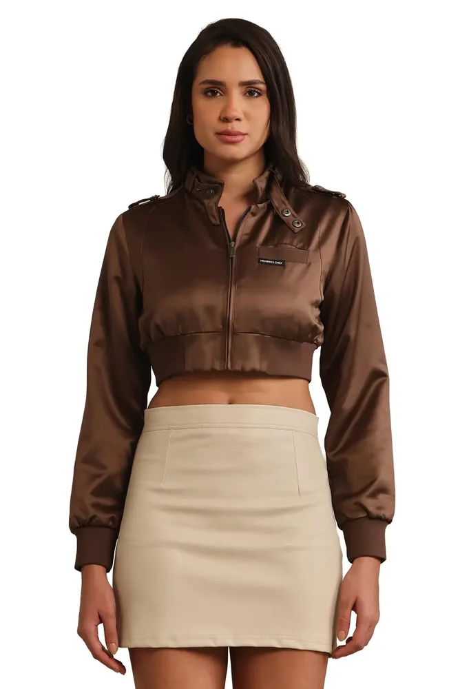 Women's Cropped Classic Satin Iconic Racer Jacket