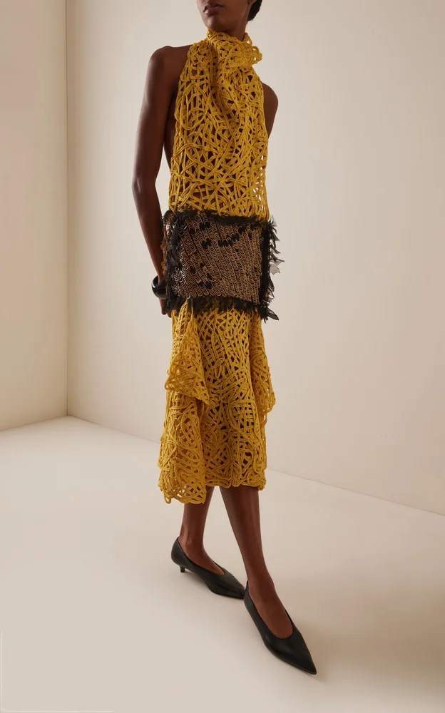 Exclusive Embroidered Midi Halter Dress