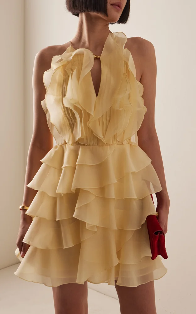 Exclusive Cleo Ruffled Chiffon Mini Dress