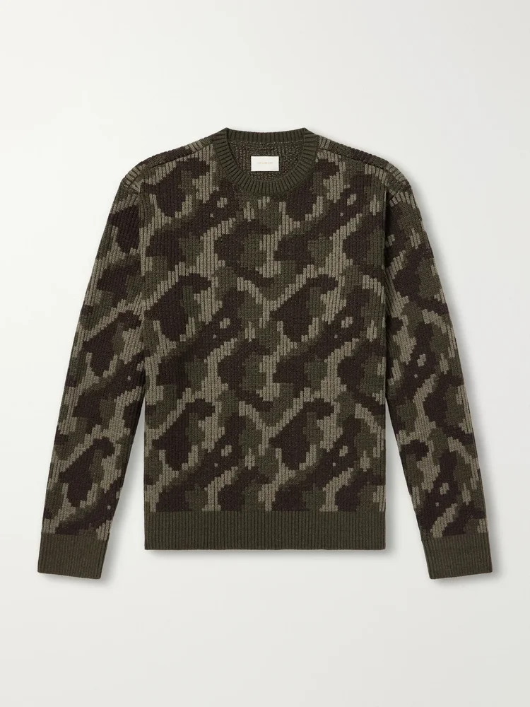 Camouflage-Ribbed Wool Sweater