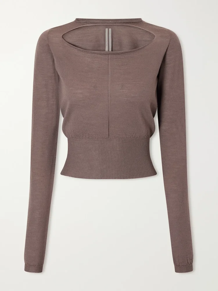 cropped cut out virgin wool sweater