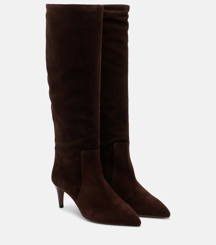 Stiletto suede knee-high boots