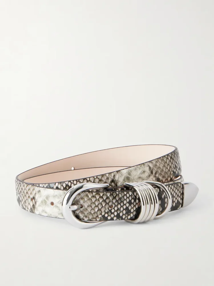 Hollyhock snake-effect leather belt
