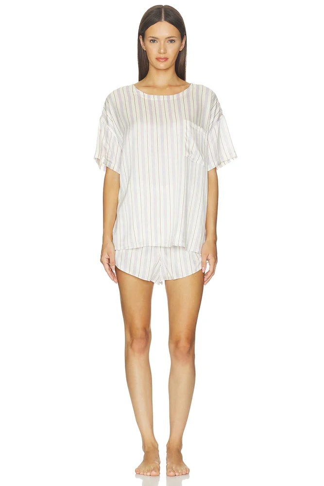Washable Silk Tee Pajama Set