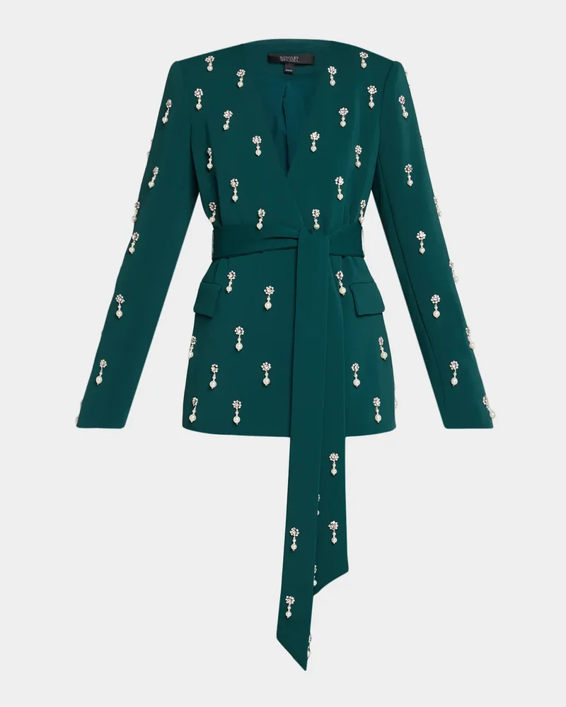 Belted Pearly-Embellished Jacket