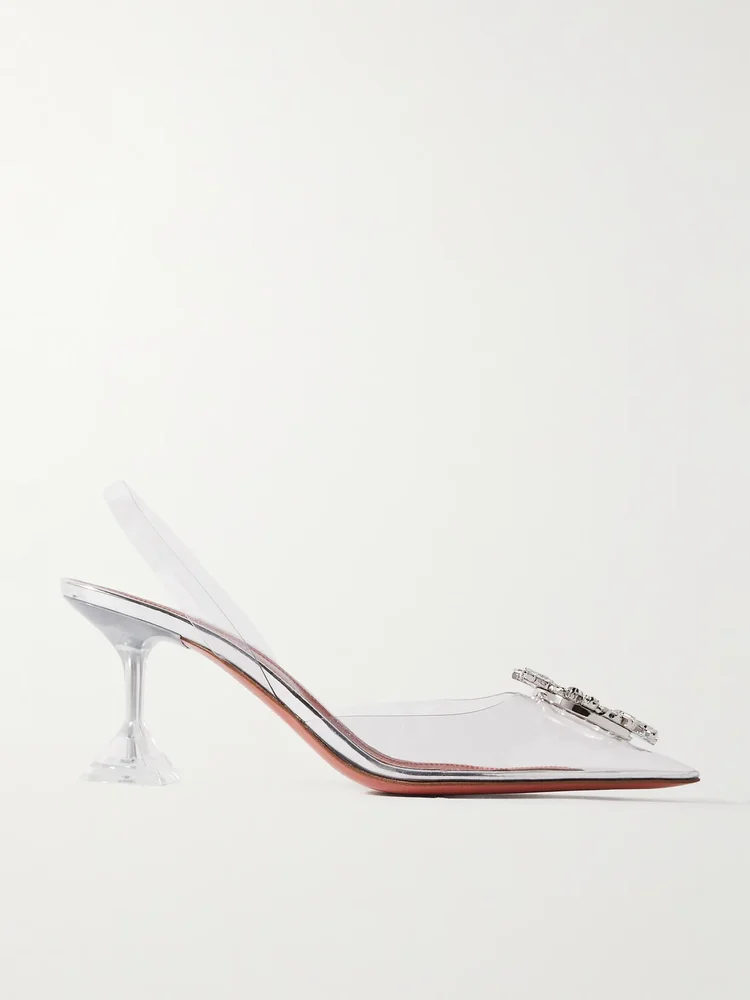 Begum crystal-embellished PVC slingback pumps