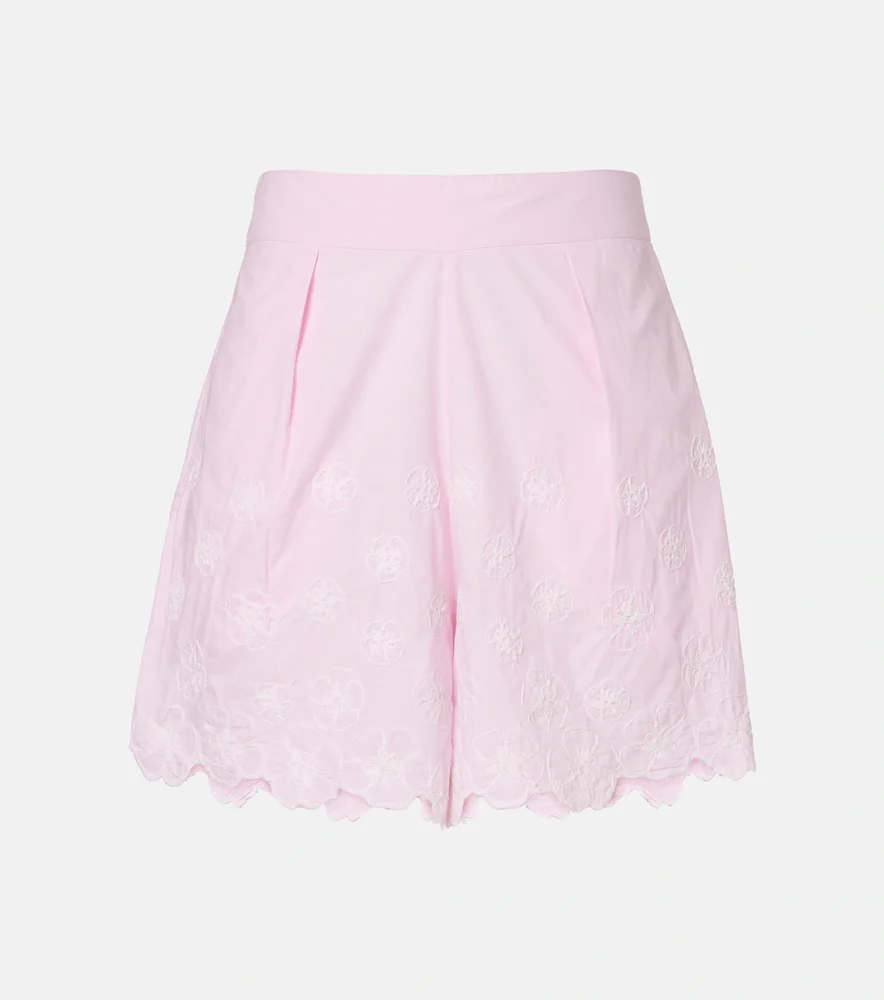 Embroidered cotton poplin shorts