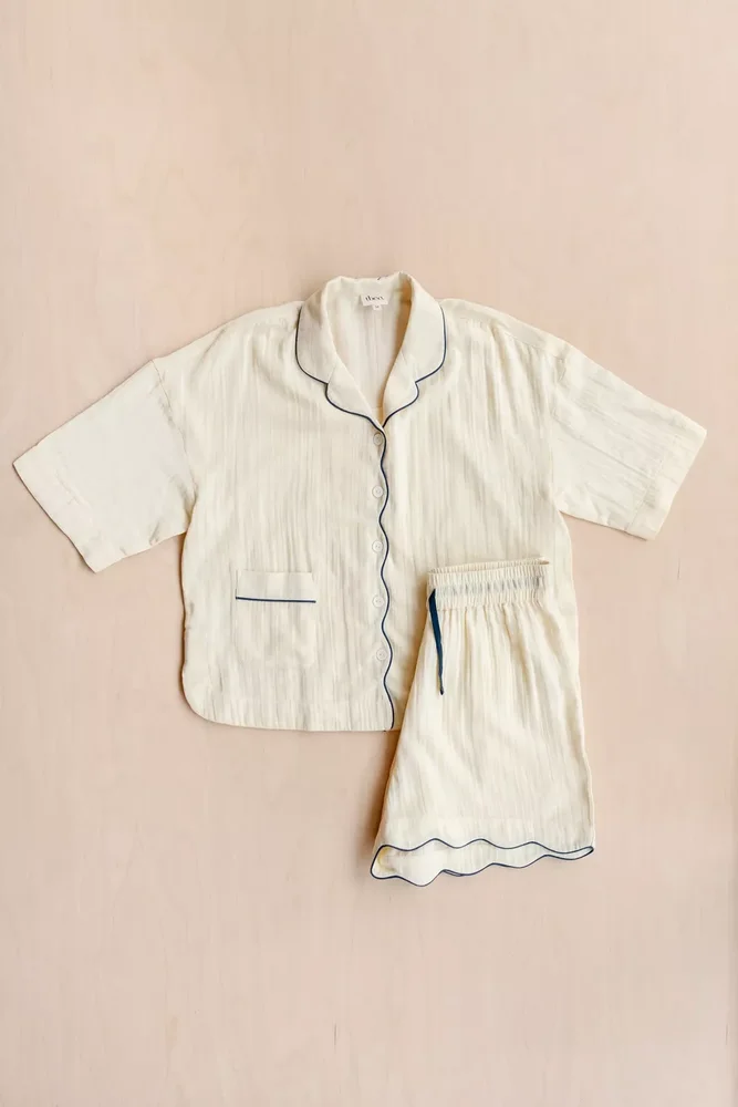Cotton Scalloped Pajama Set