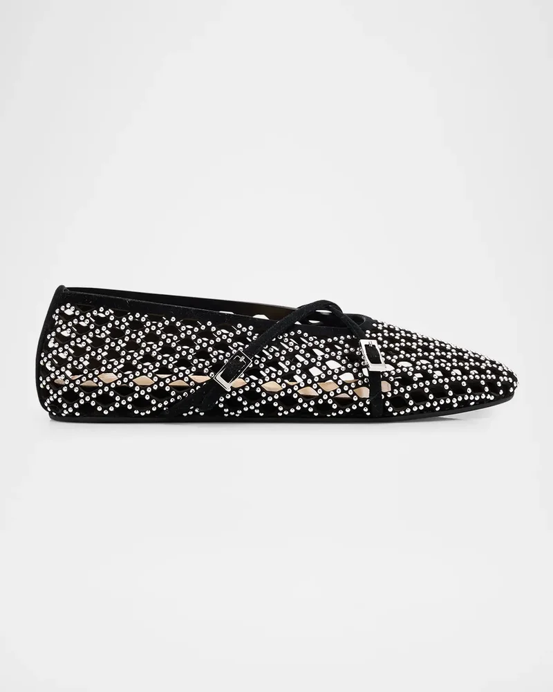 Sparkle Mesh Net Suede Ballerina Flats