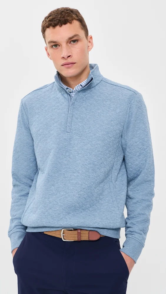 Quilted Double Knit Quarter Zip (Ocean Heather)