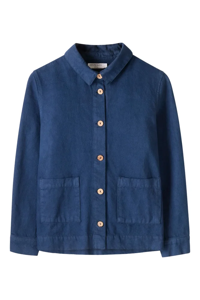 Cotton Twill Pleat-Back Jacket (Dark Navy)