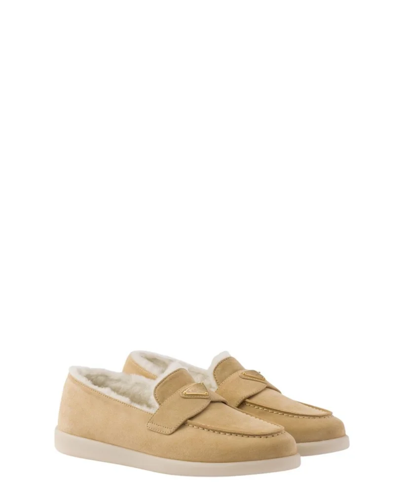Suede and Shearling Loafers