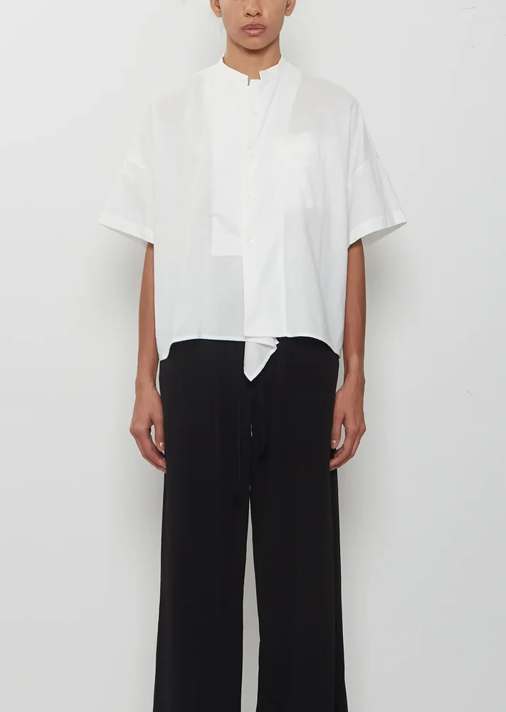 Drape Detail Box Shirt — White
