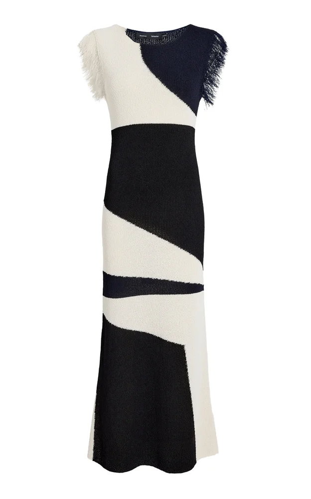 Saskia Fringed Intarsia-Knit Dress