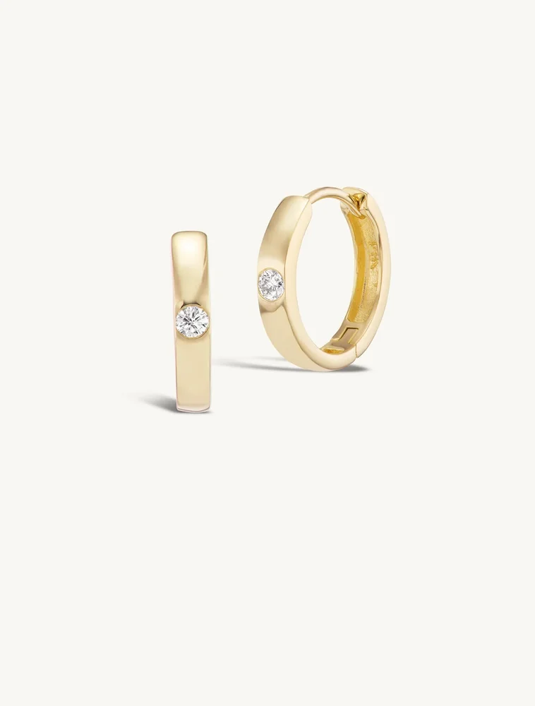 Wide Hoop with Diamond