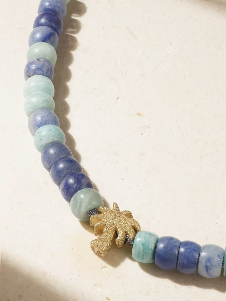 FORTE Beads Palma 18-karat gold, amazonite and blue agate necklace