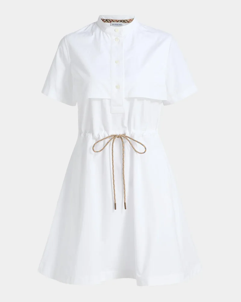Isotta Drawstring Short-Sleeve Mini Shirtdress