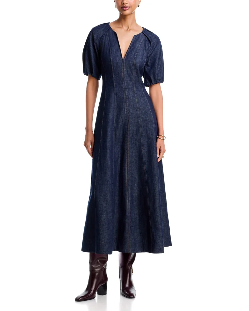 Piper Cotton Split Neck Midi Dress