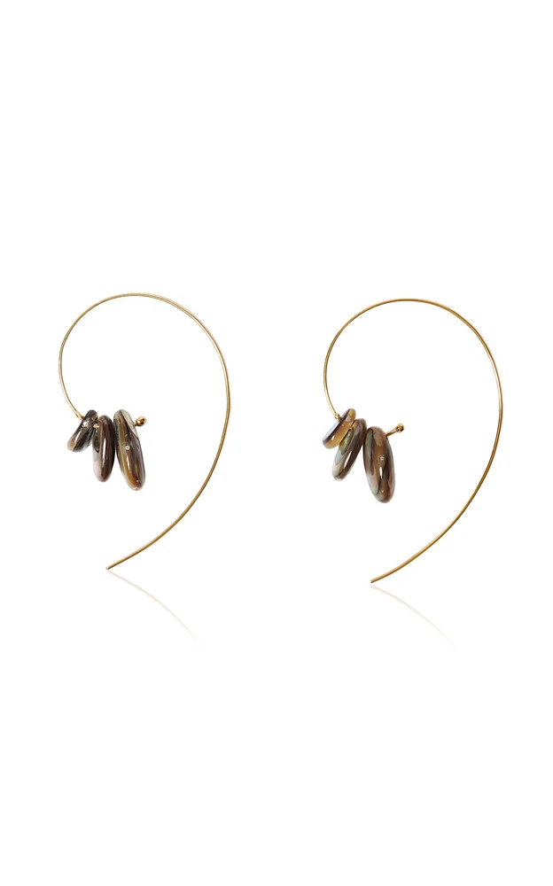 Wire Thread 18K Gold-Plated Abalone Earrings
