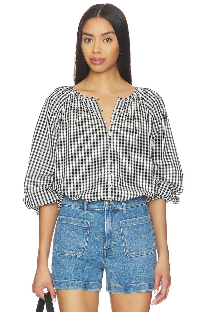 Perfect Gingham Button Blouse Top