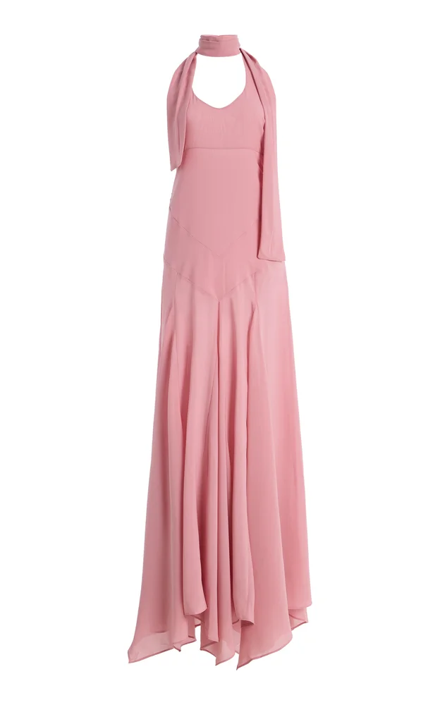 Exclusive Raye Crepe Maxi Halter Dress