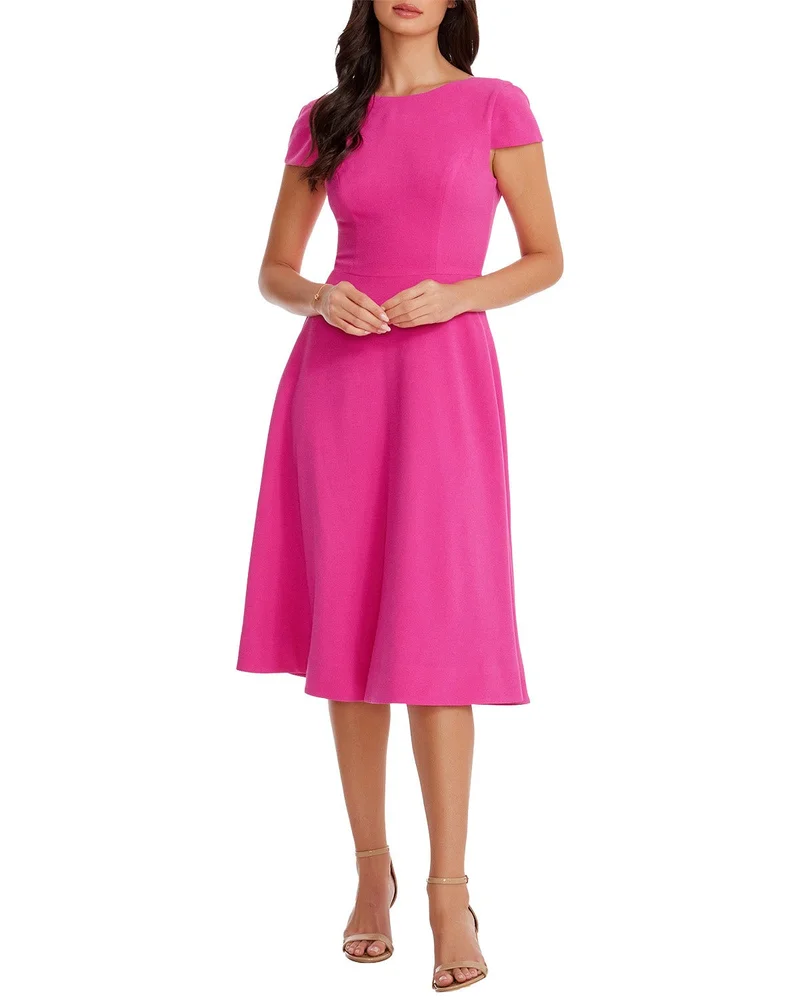 Livia Cap Sleeve Fit and Flare Midi Dress