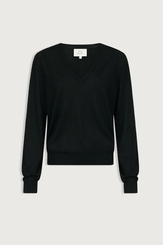 Julio Fine Cashmere Long Sleeve V-Neck Sweater Black