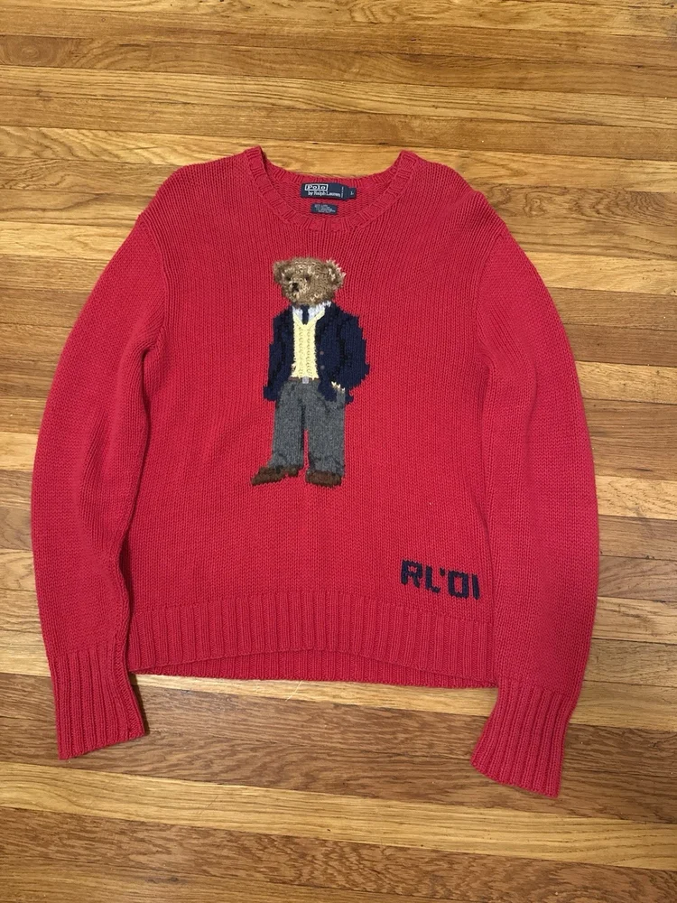 Vintage 2001 Polo Ralph Lauren Hand-Knit Bear Sweater