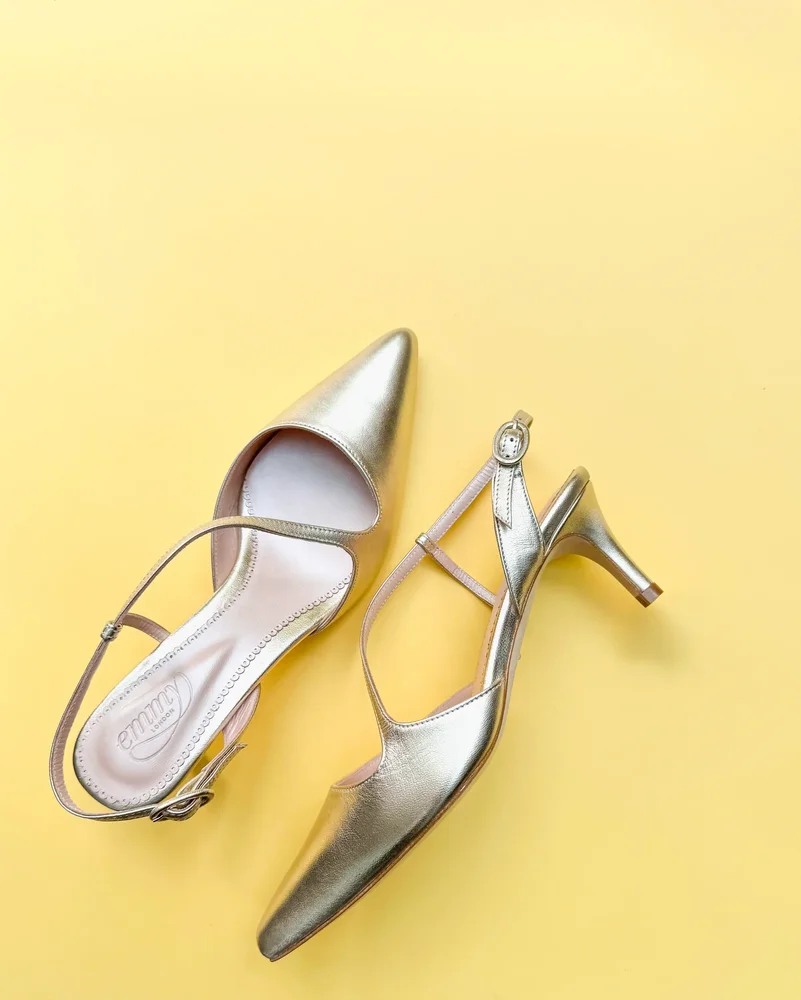 Anna Gold Leather Slingback