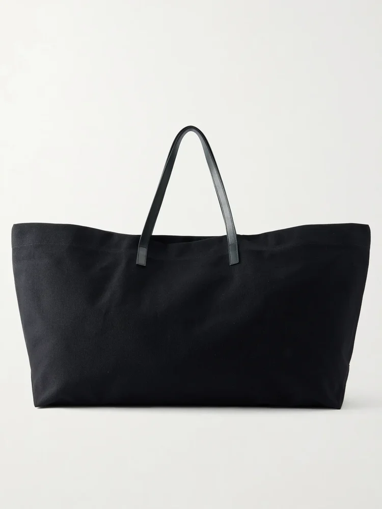 Cottage leather-trimmed canvas tote