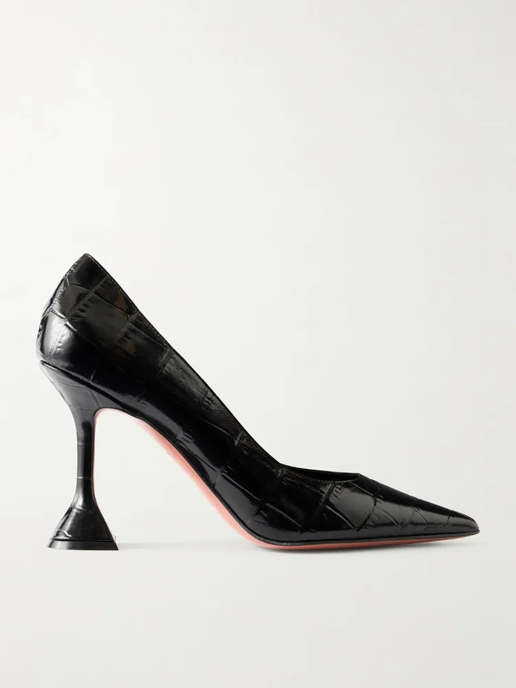 Ami croc-effect leather pumps