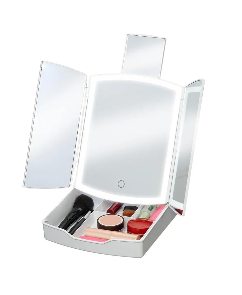 Tri-Fold Travel Makeup Mirror with Lights