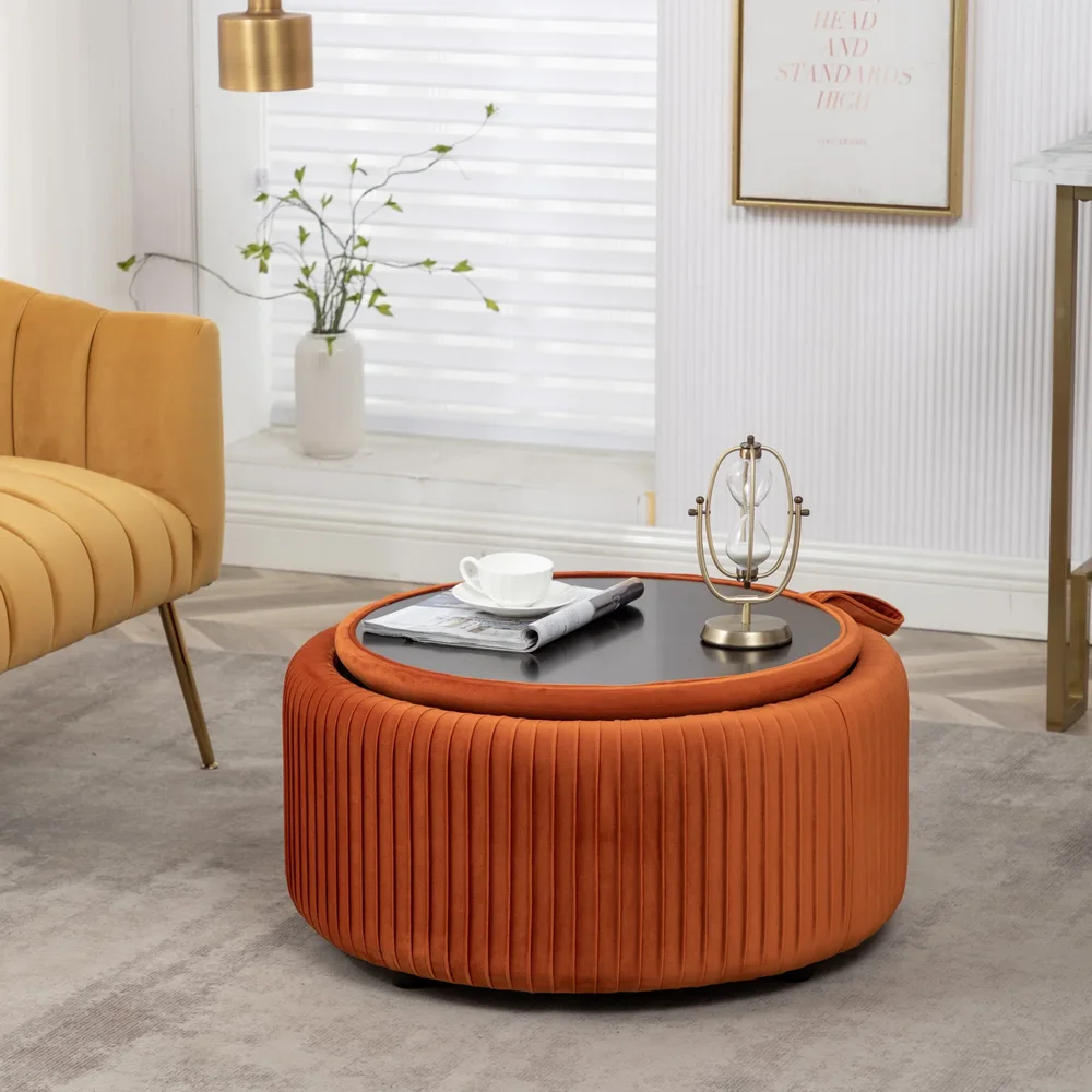 Savinien Upholstered Round Storage Ottoman
