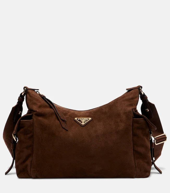Prada Explore Large suede shoulder bag