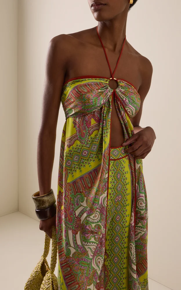 Vulcano Draped Twill Halter Top