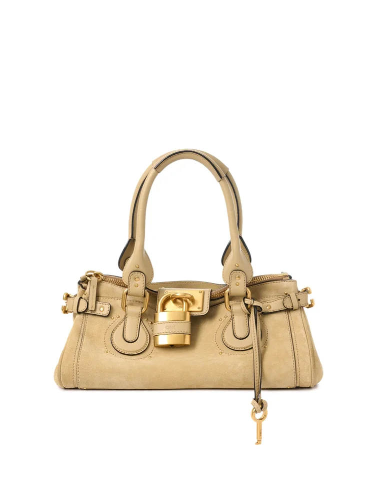 Paddington Bag in Suede Leather, Dusty Beige