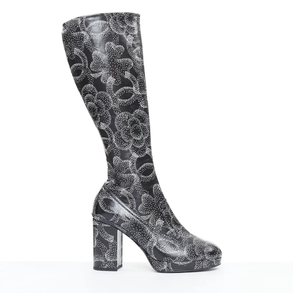 Chanel 2023 Dotted Logo Tall Boots