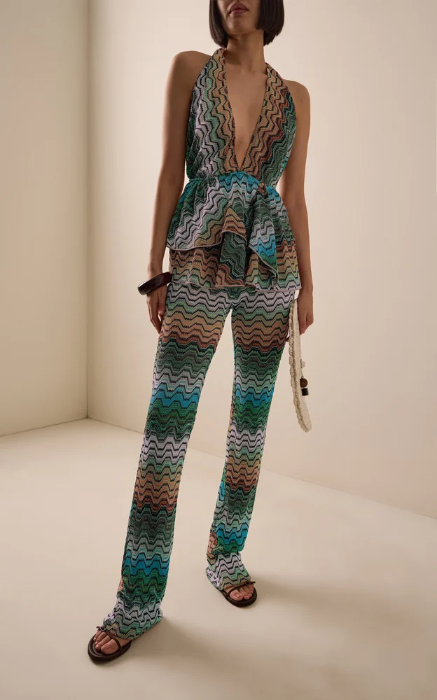 Wavy Multicolored Straight-Leg Pants