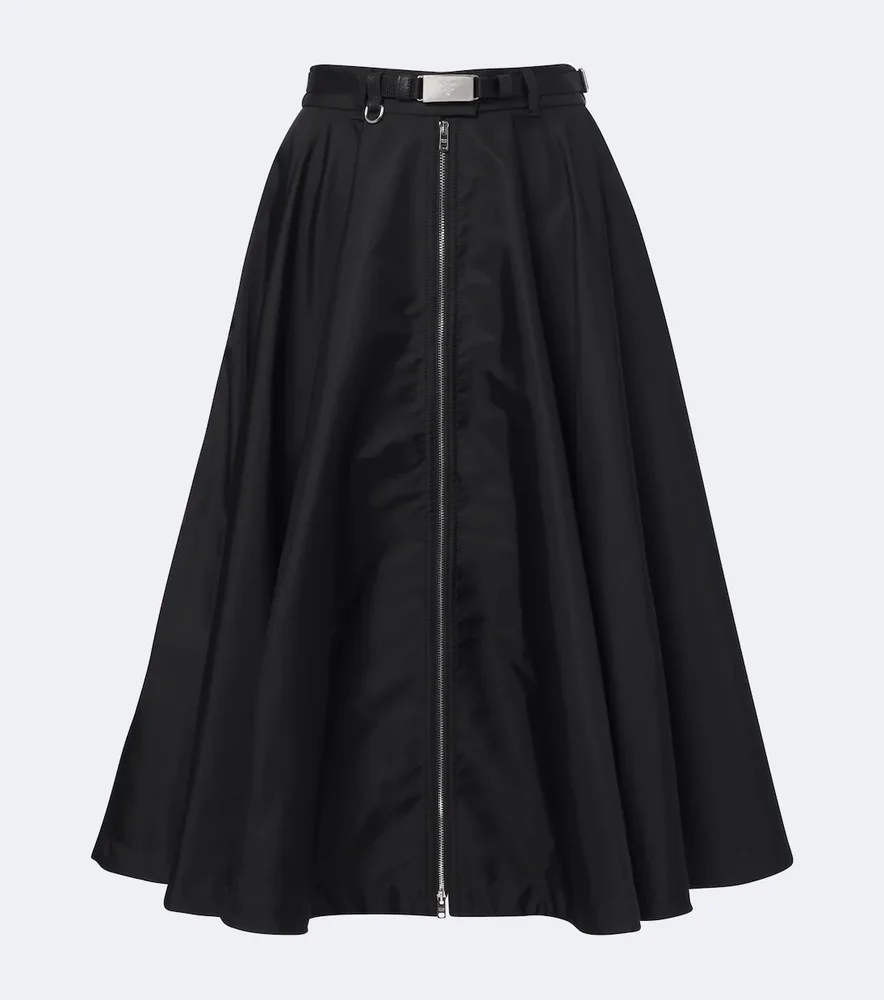 Re-Nylon belted midi skirt