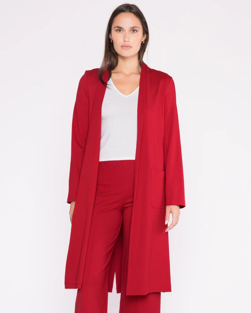 Red Ponte Knit Smoking Jacket